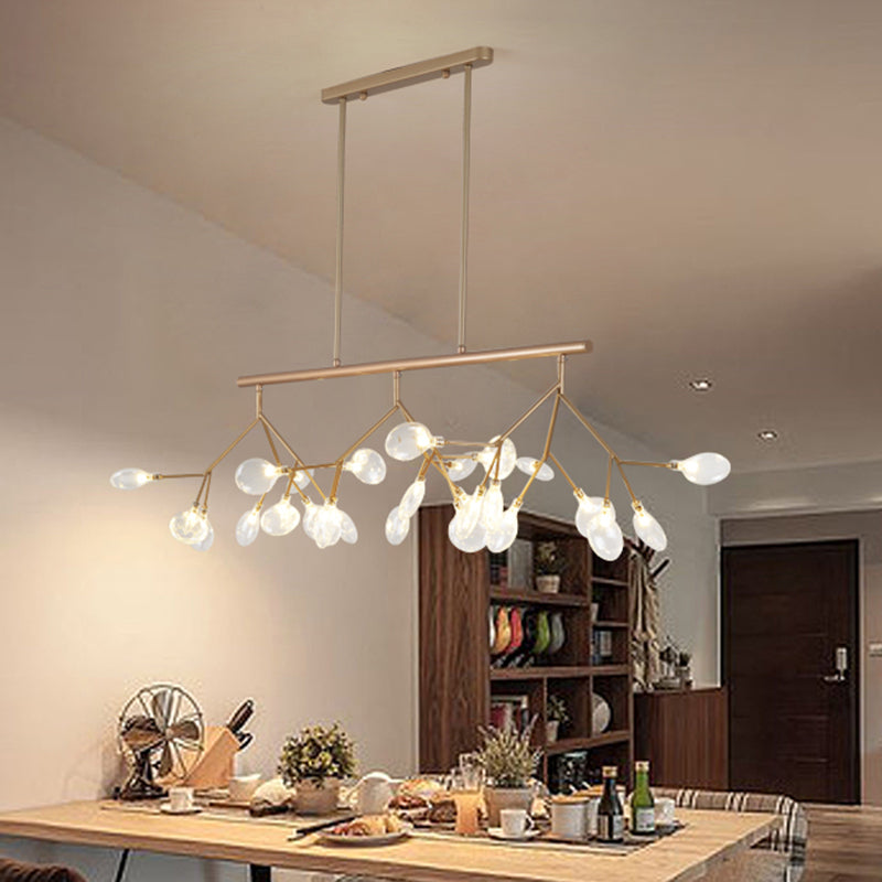 27 Lights Island Lighting Ultra-modern Branch Metal Pendant with Clear Shade for Dining Room