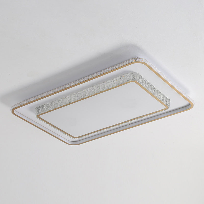 2-Tier Crystal LED Flush Light Minimalist Golden Ceiling Mount Lamp in Geometric Shape