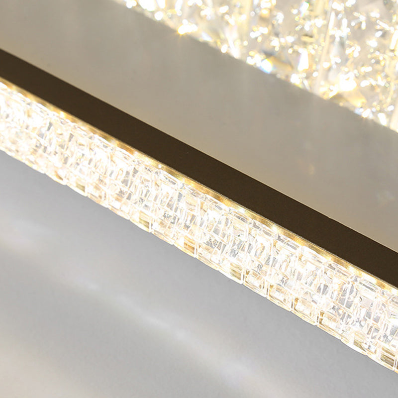 2-Tier Crystal LED Flush Light Minimalist Golden Ceiling Mount Lamp in Geometric Shape