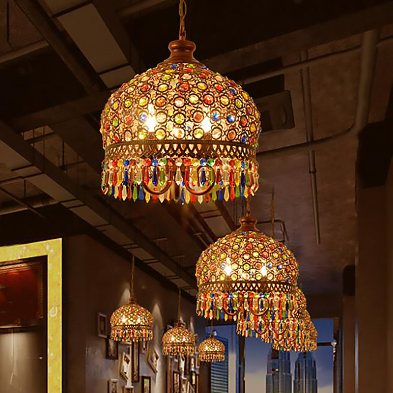 Bohemia gewölbter Anhänger Leuchte Leuchte Kristall 1/3 Lichter Federung Licht in Kupfer für das Restaurant