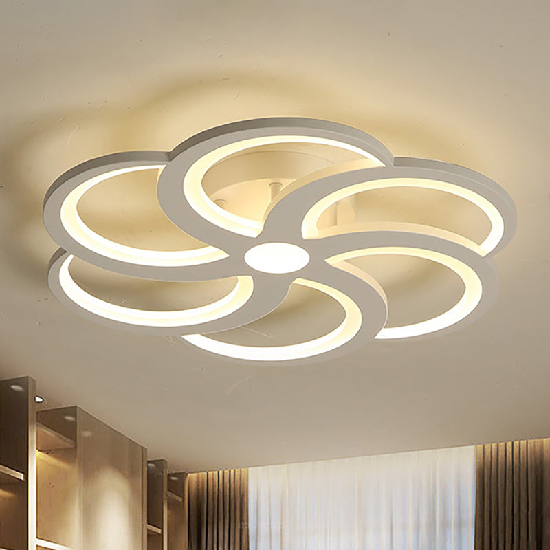 19.5"/23.5" W White Bloom Flush Mount Light Nordic Style Metal and Acrylic Led Living Room Flush Lamp in Warm