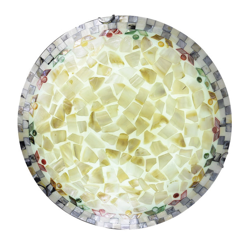 Beige Bowl Flush Montaggio Lampada Tiffany Mosaics Glass Flush Montaggio Soffitto Luce per Bedroom