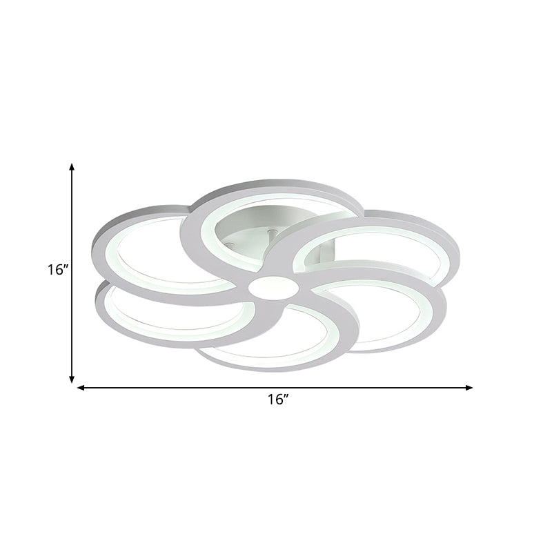 19.5"/23.5" W White Bloom Flush Mount Light Nordic Style Metal and Acrylic Led Living Room Flush Lamp in Warm