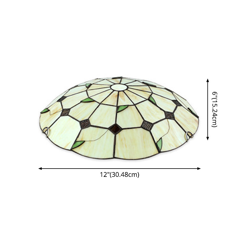 Luz empotrada LED Tiffany en forma de cuenco de iluminación de techo beige de vidrio artesanal para pasillo