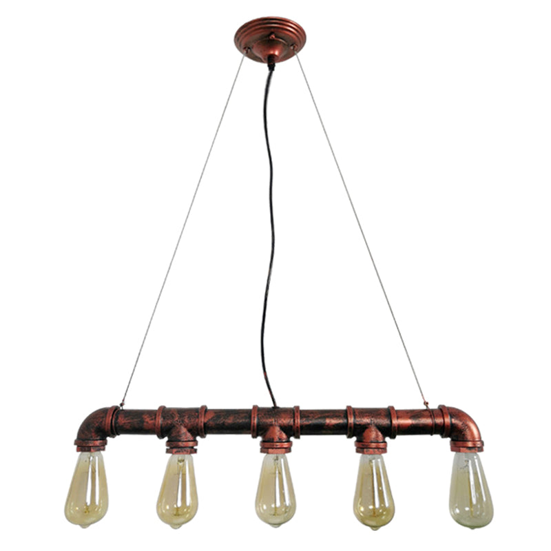 Metal Rust Island Lighting Fixture Water Pipe Industrial Chandelier Light Fixture