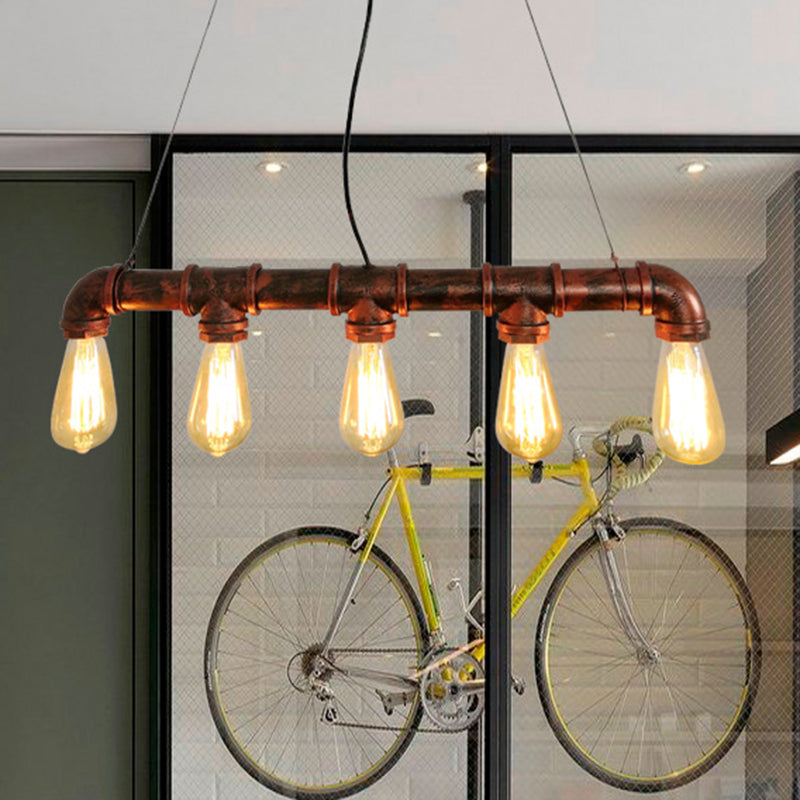 Metal Rust Island Lighting Fixture Water Pipe Industrial Chandelier Light Fixture