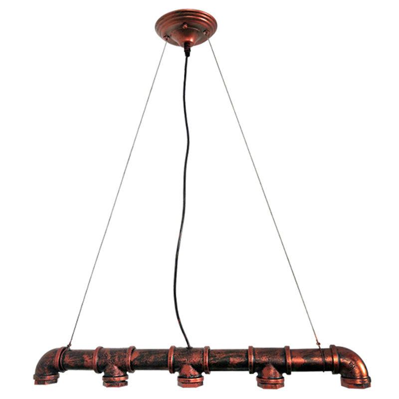 Metal Rust Island Lighting Fixture Water Pipe Industrial Chandelier Light Fixture