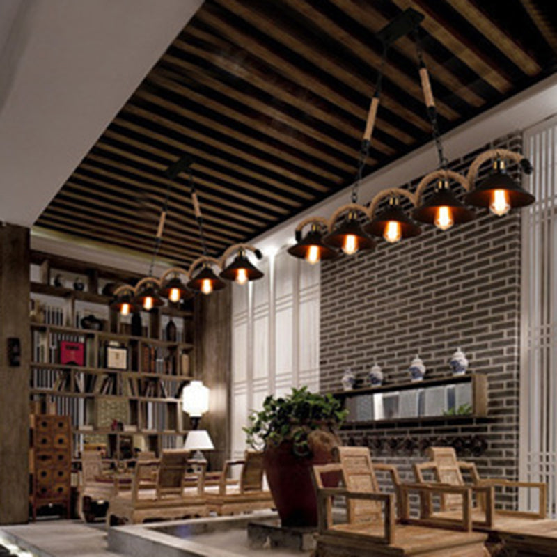 Metal Island Chandelier Light Industrial Black Cage Restaurant Chandelier Light Fixture