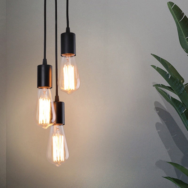 Exposed Bulb Restaurant Down Lighting Pendant Simplicity Metal Hanging Ceiling Light