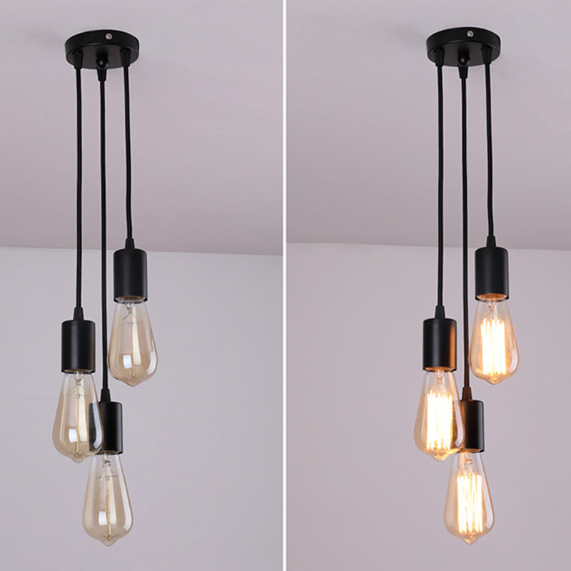 Exposed Bulb Restaurant Down Lighting Pendant Simplicity Metal Hanging Ceiling Light