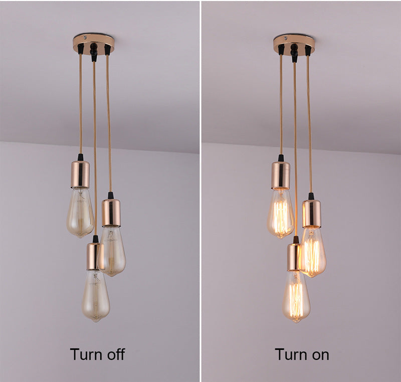 Exposed Bulb Restaurant Down Lighting Pendant Simplicity Metal Hanging Ceiling Light