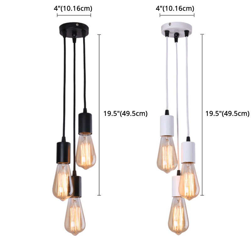 Exposed Bulb Restaurant Down Lighting Pendant Simplicity Metal Hanging Ceiling Light