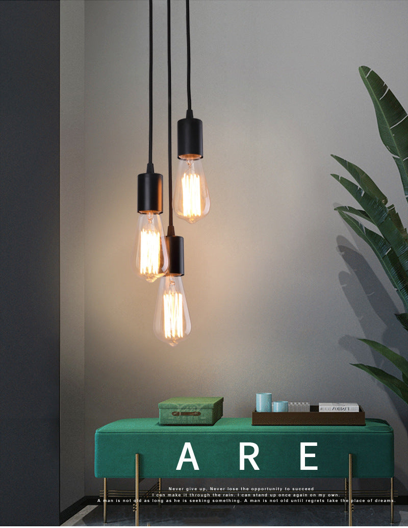 Exposed Bulb Restaurant Down Lighting Pendant Simplicity Metal Hanging Ceiling Light