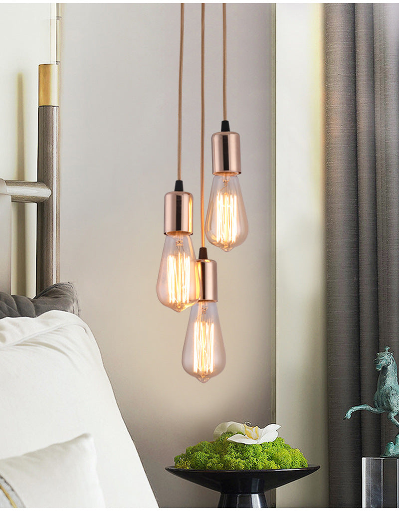 Exposed Bulb Restaurant Down Lighting Pendant Simplicity Metal Hanging Ceiling Light