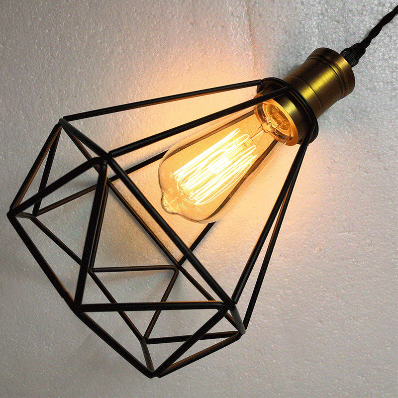 Lampada industriale a sospensione a sospensione a sospensione in metallo geometrico in metallo.