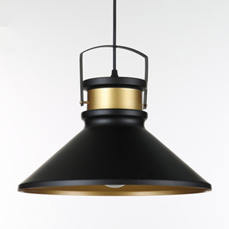 Industrial Style Cone Shaped Pendant Lighting Metal Hanging Pendant Light in Black