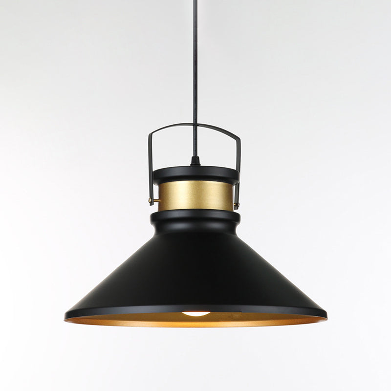 Industrial Style Cone Shaped Pendant Lighting Metal Hanging Pendant Light in Black