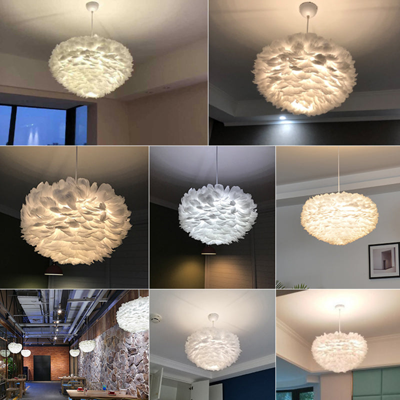 Heart Bedroom Hanging Ceiling Light Metal Nordic Style Hanging Pendant Lamp in White