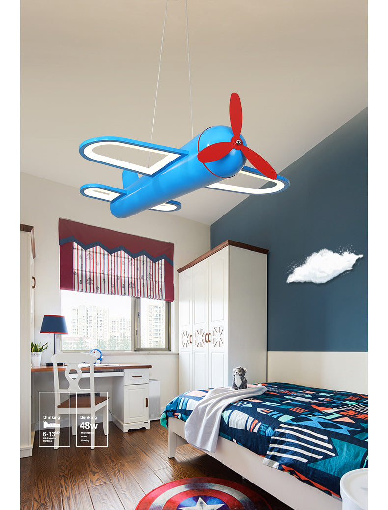 Airplane Pendant Lighting Fixture Kids Style LED Metal Hanging Pendant Light for Bedroom