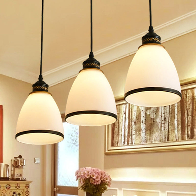 Minimalisme hanglampstamsel Witte kegel hangerverlichting met glazen schaduw