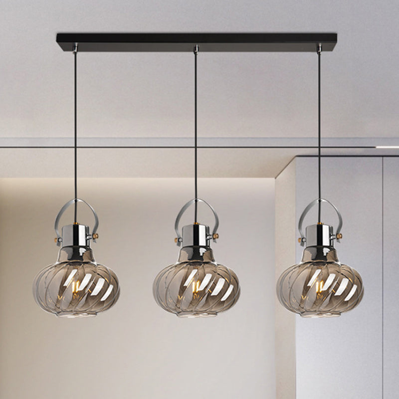 Éclairage de luminaire pendentif pour salle à manger avec une teinte en verre de citrouille