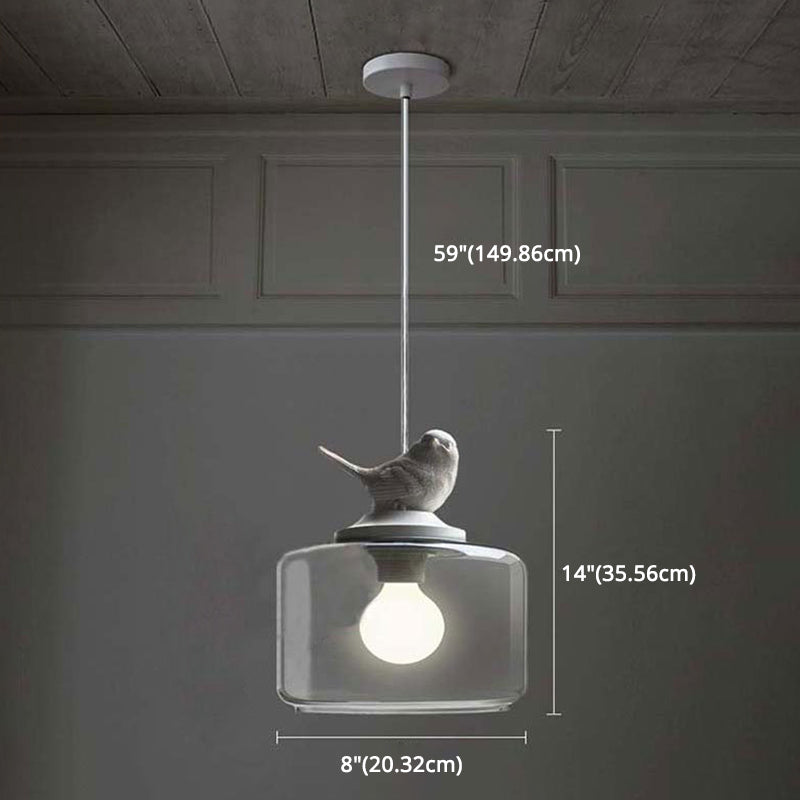 Drum Pendant Light Fixture Contemporary Style Glass Restaurant Ceiling Pendant Light in White