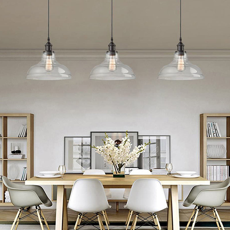 Bowl Restaurant Pendant Lighting Fixture Glass Minimalist Style Hanging Lamp Kit