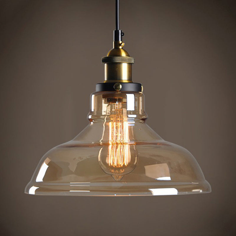 Bowl Restaurant Pendant Lighting Fixture Glass Minimalist Style Hanging Lamp Kit