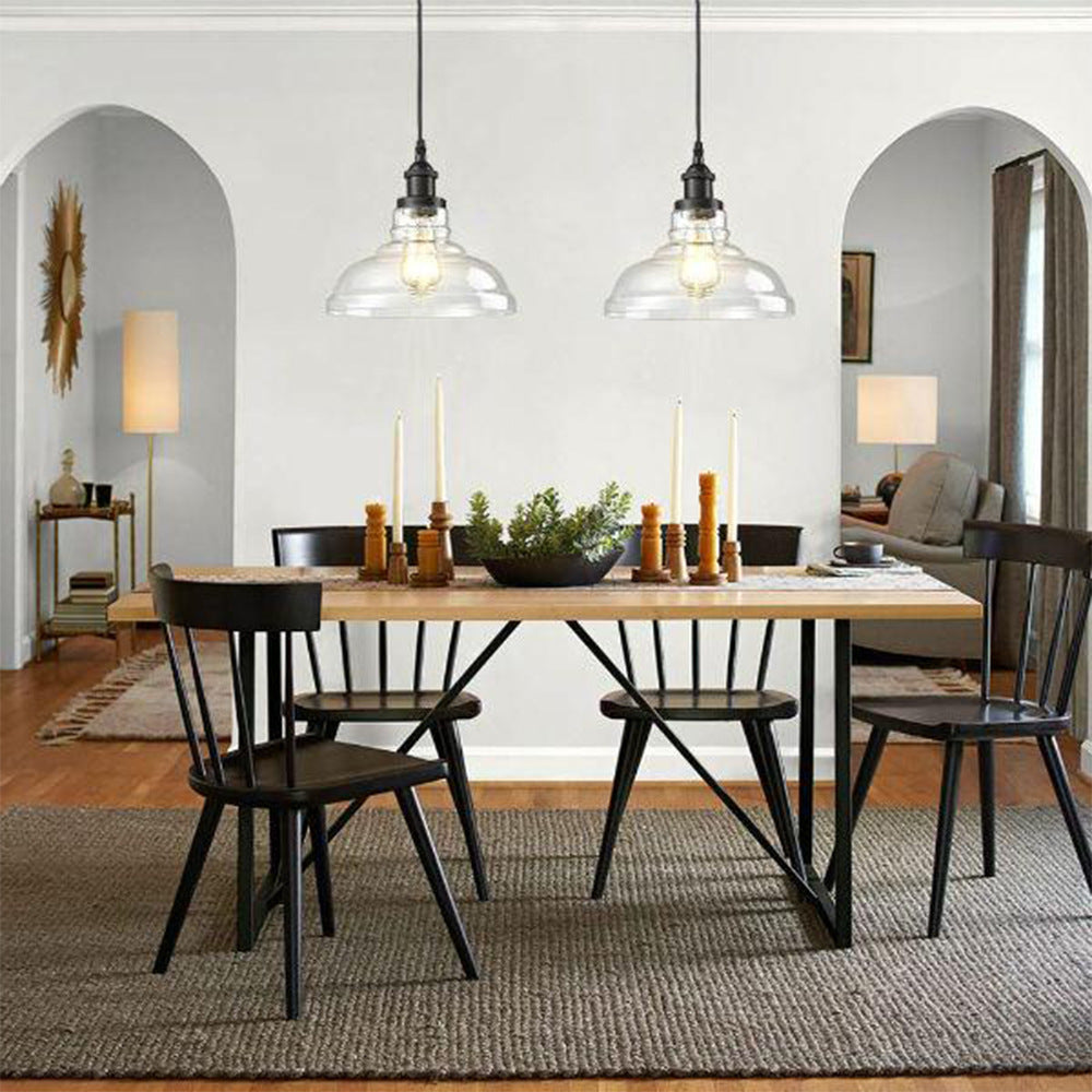 Bowl Restaurant Pendant Lighting Fixture Glass Minimalist Style Hanging Lamp Kit