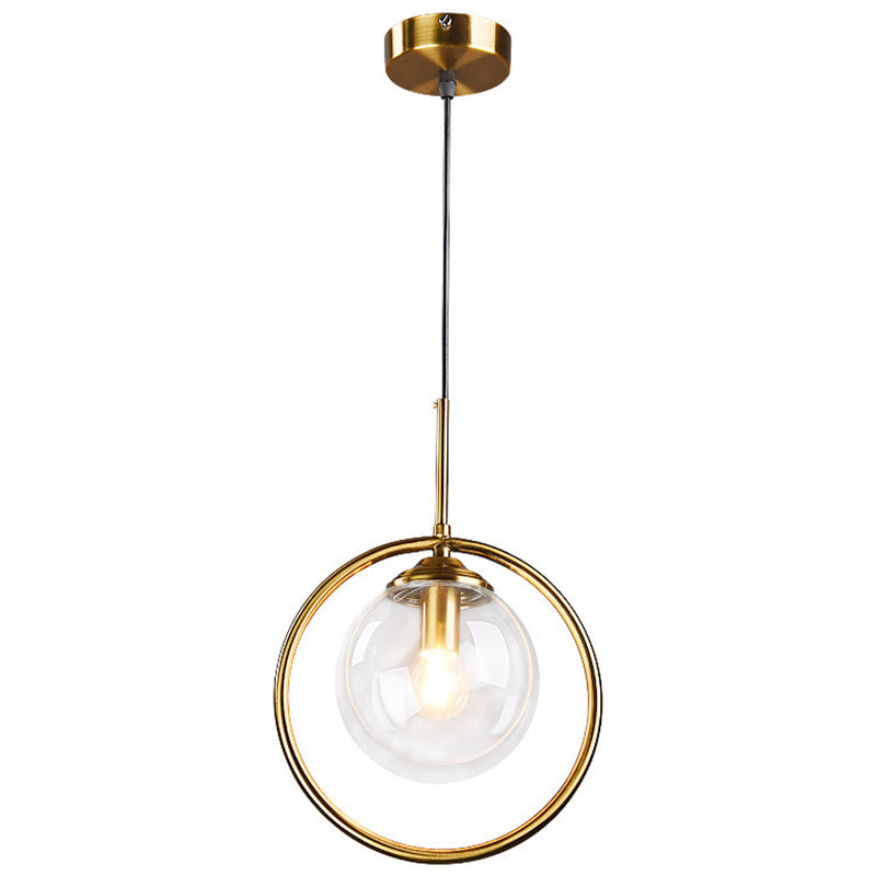 Spherical Pendant Lighting Contemporary Style Glass Clear Pendant Light Fixture for Bedroom