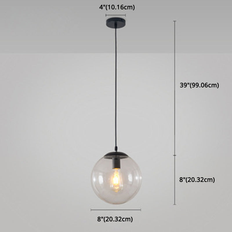 Restaurant Pendant Lighting Fixture Minimalist Style Pendant Ceiling Light with Orb Glass Shade