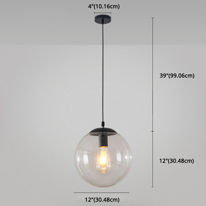 Restaurant Pendant Lighting Fixture Minimalist Style Pendant Ceiling Light with Orb Glass Shade