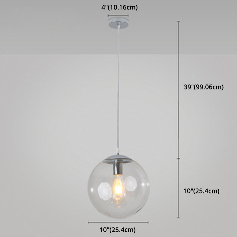 Restaurant Pendant Lighting Fixture Minimalist Style Pendant Ceiling Light with Orb Glass Shade