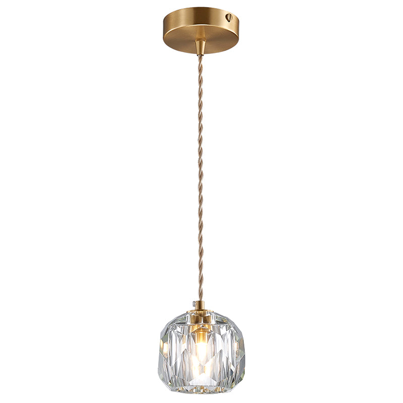 Globe Shape Pendant Lighting Fixture Contemporary Style Crystal Gold Hanging Lamp Kit