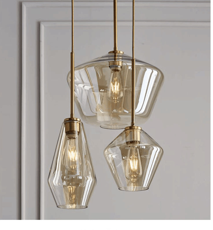 Minimalismo appiccicoso soffitto a coppa a forma di illuminazione a sospensione con tonalità di vetro