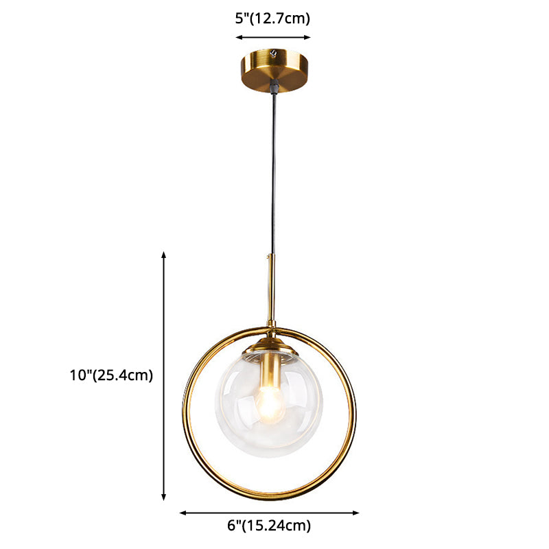 Spherical Pendant Lighting Contemporary Style Glass Clear Pendant Light Fixture for Bedroom