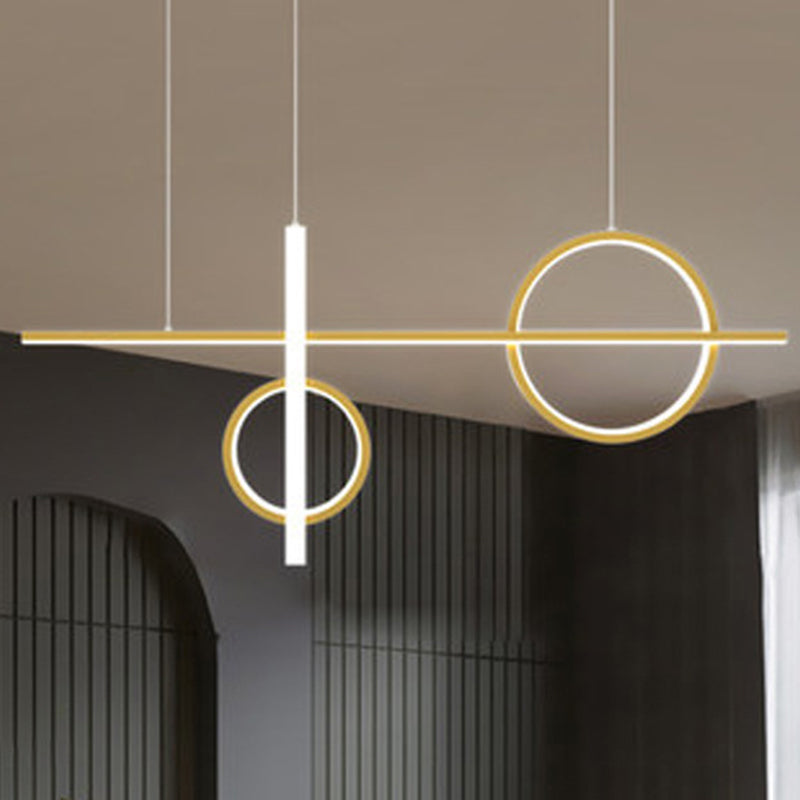 LED Parlour Pendant Lighting Fixture Contemporary Ceiling Suspension Lamp with Lines Acrylic Shade