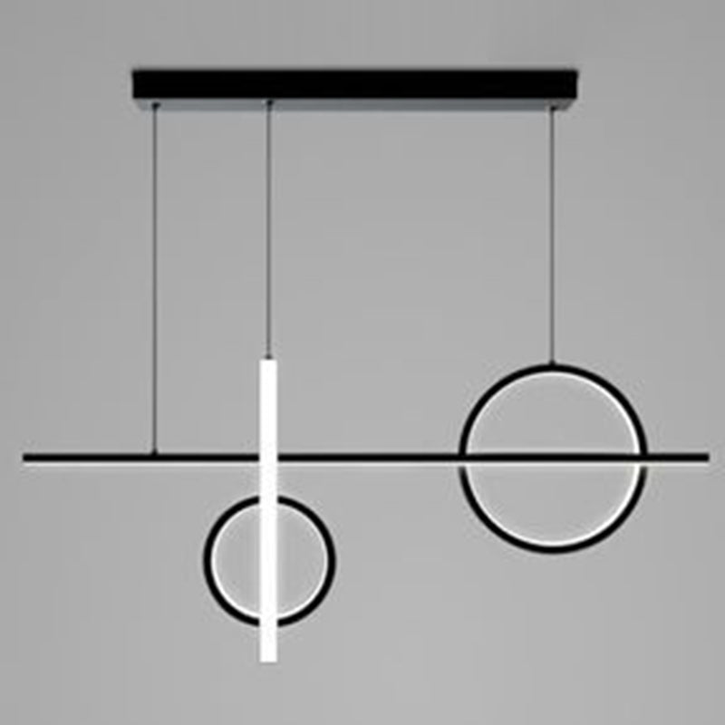 LED Parlour Pendant Lighting Fixture Contemporary Ceiling Suspension Lamp with Lines Acrylic Shade