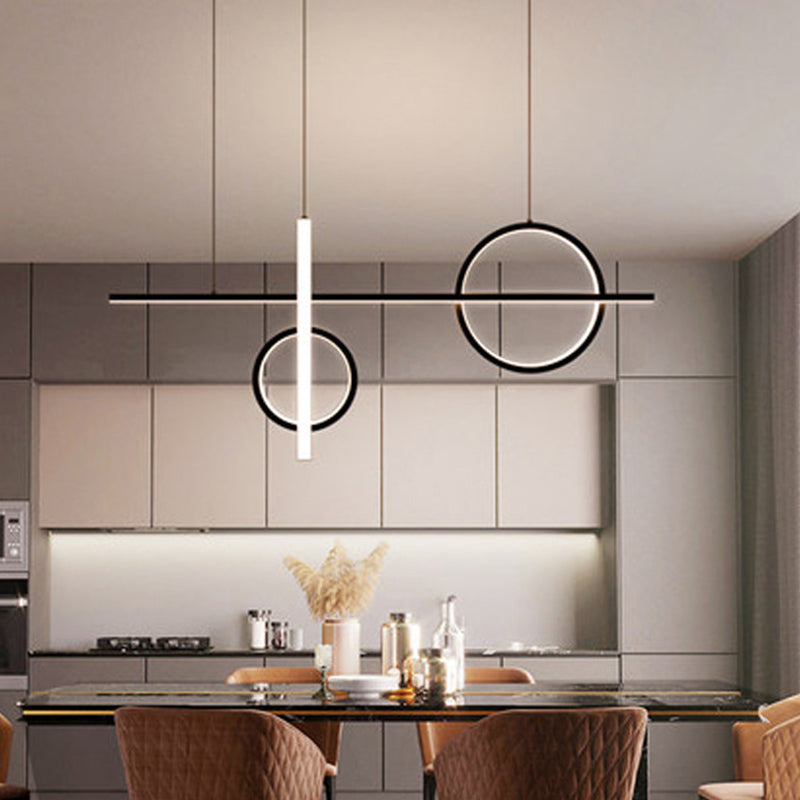 LED Parlour Pendant Lighting Fixture Contemporary Ceiling Suspension Lamp with Lines Acrylic Shade