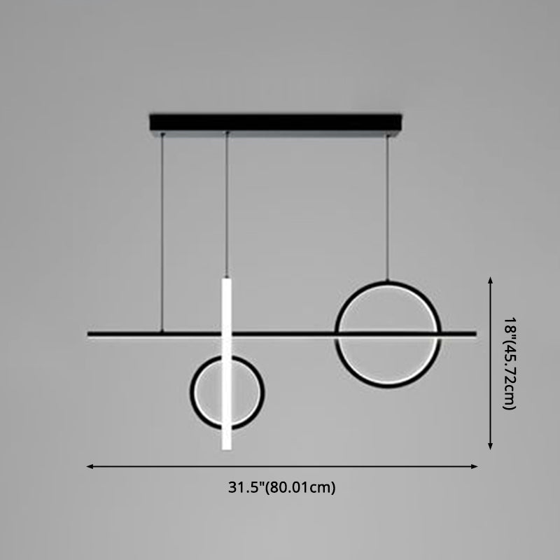 LED Parlour Pendant Lighting Fixture Contemporary Ceiling Suspension Lamp with Lines Acrylic Shade
