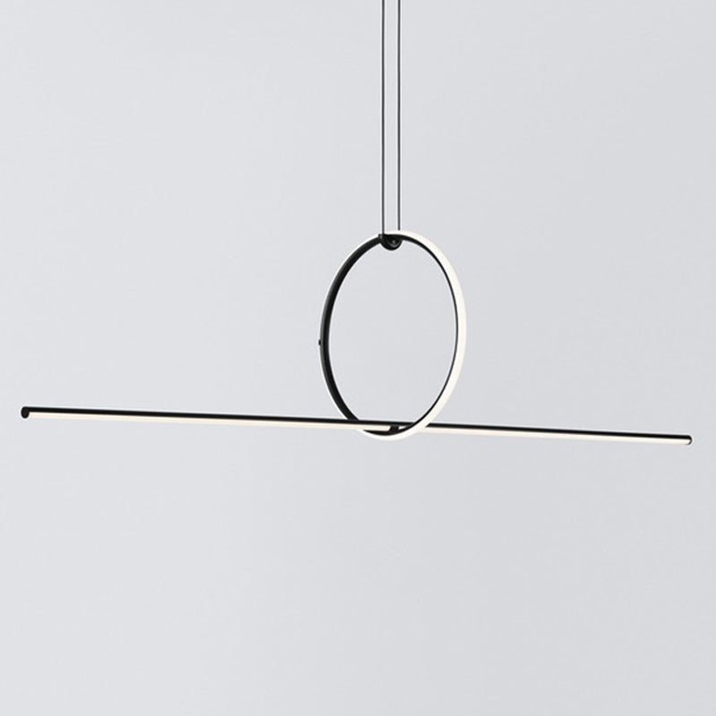 Lines Shape Hanging Pendant Light Contemporary Metal LED Office Suspended Lighting Fixture in Black