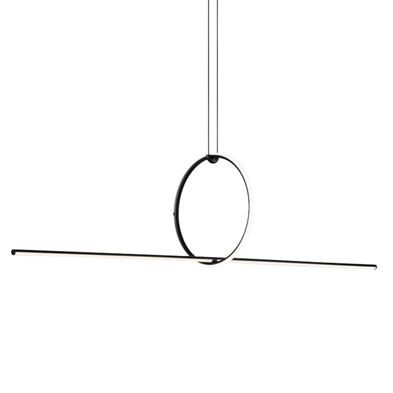 Lines Shape Hanging Pendant Light Contemporary Metal LED Office Suspended Lighting Fixture in Black