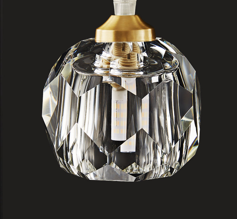 Crystal Geometric Pendant Lighting Fixture Modern LED Gold Suspension Pendant Light