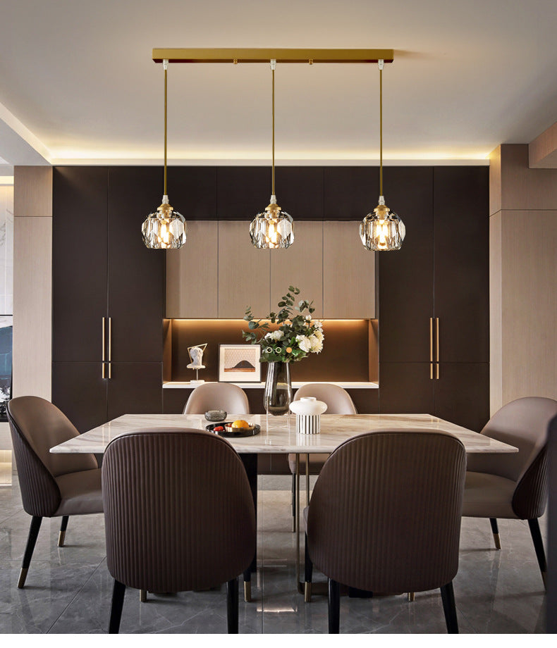 Crystal Geometric Pendant Lighting Fixture Modern LED Gold Suspension Pendant Light