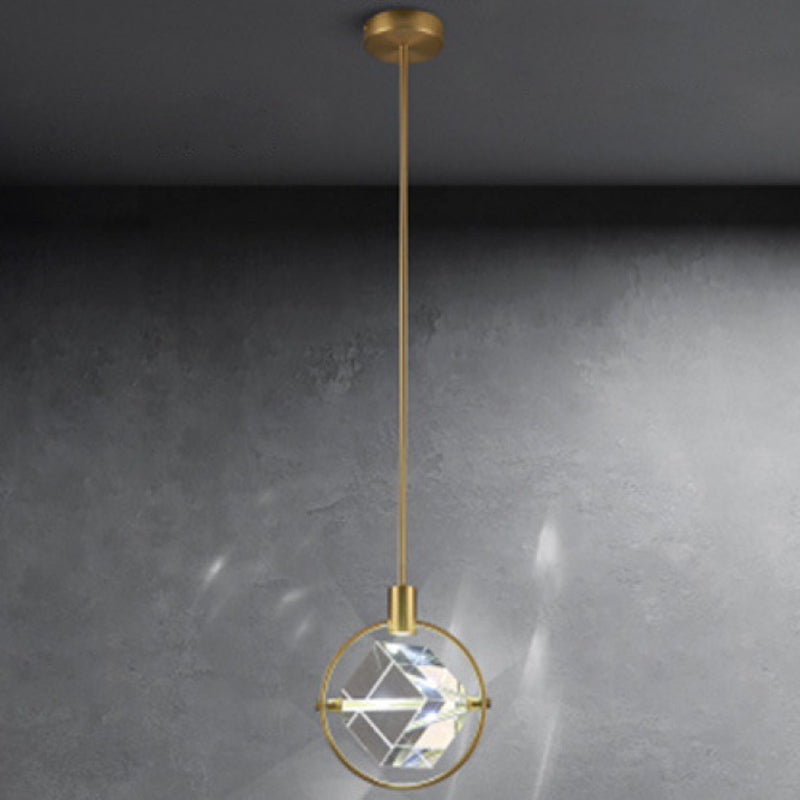 Cristal cubique suspendu plafonnier style moderne LED Gold Éclairage en suspension
