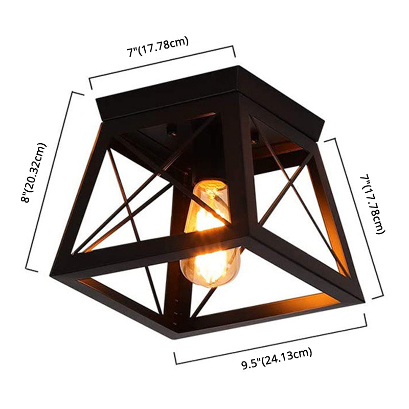 Metal Black Flush Mount Ceiling Light Fixture Square Industrial Style Flush Mount Lamp