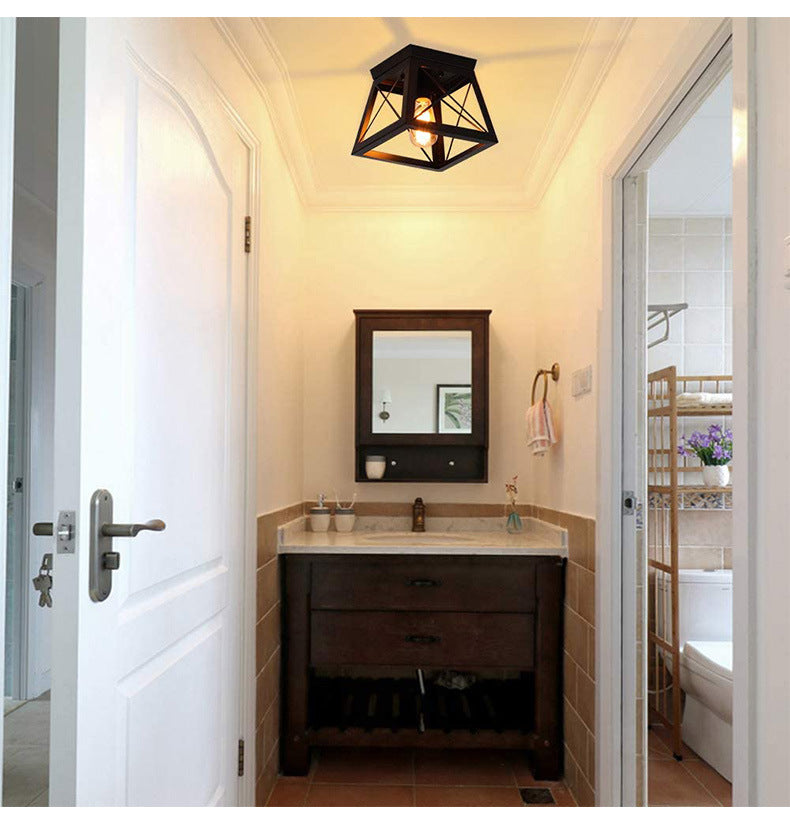 Metal Black Flush Mount Ceiling Light Fixture Square Industrial Style Flush Mount Lamp