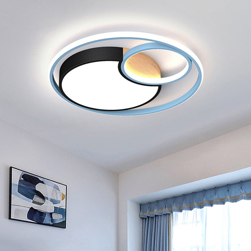 Blue Circle Flush Mounted Ceiling Light Contemporary LED Acrylic Close To Ceiling Lighting