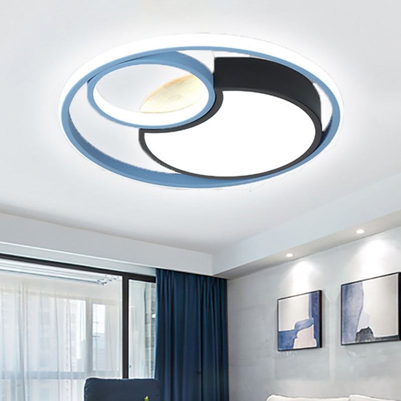 Blue Circle Flush Mounted Ceiling Light Contemporary LED Acrylic Close To Ceiling Lighting
