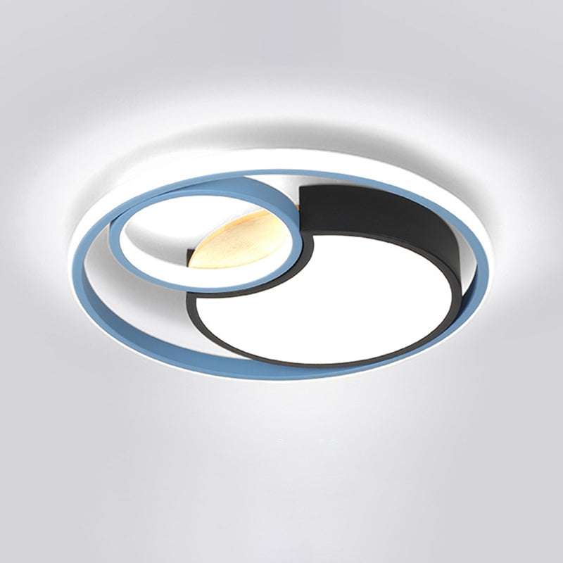 Blue Circle Flush Mounted Ceiling Light Contemporary LED Acrylic Close To Ceiling Lighting